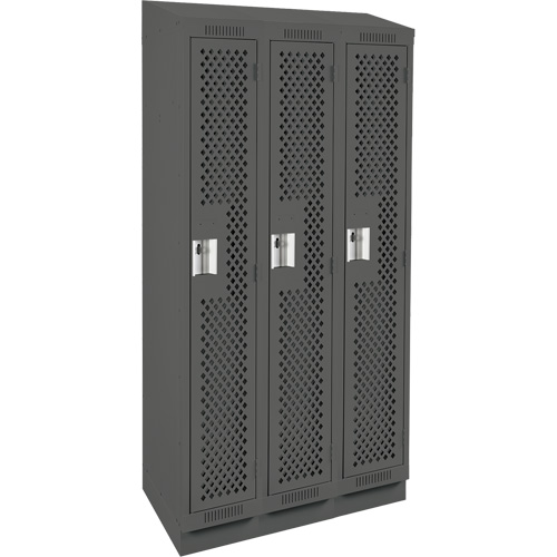 Casiers Clean Line, Bloc de 3, 36" x 12" x 82", Acier, Charbon, Rivet (assembl&eacute;), Perfor&eacute; Sécurité Médic