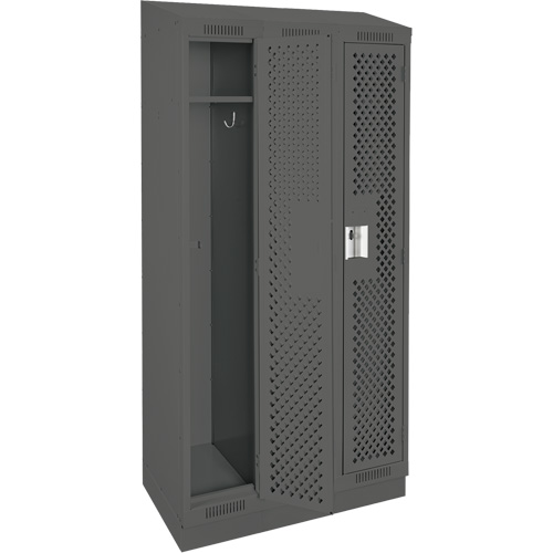 Casiers Clean Line, Bloc de 3, 36" x 12" x 82", Acier, Charbon, Rivet (assembl&eacute;), Perfor&eacute; Sécurité Médic