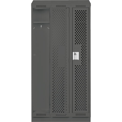 Casiers Clean Line, Bloc de 3, 36" x 12" x 82", Acier, Charbon, Rivet (assembl&eacute;), Perfor&eacute; Sécurité Médic