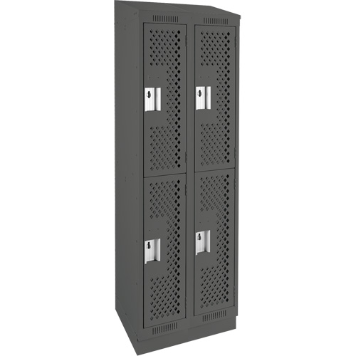 Casiers Clean Line, 2 niveaux, Bloc de 2, 24" x 12" x 82", Acier, Charbon, Rivet (assembl&eacute;), Perfor&eacute; Sécurité Médic