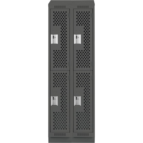 Casiers Clean Line, 2 niveaux, Bloc de 2, 24" x 12" x 82", Acier, Charbon, Rivet (assembl&eacute;), Perfor&eacute; Sécurité Médic