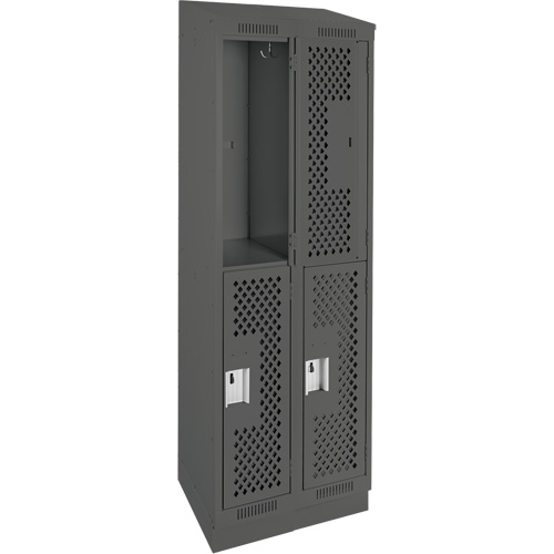 Casiers Clean Line, 2 niveaux, Bloc de 2, 24" x 12" x 82", Acier, Charbon, Rivet (assembl&eacute;), Perfor&eacute; Sécurité Médic