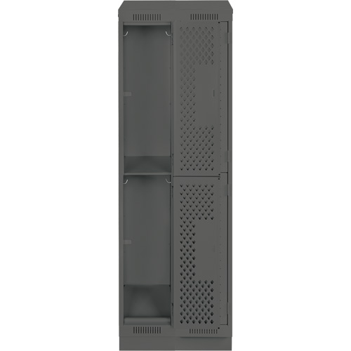 Casiers Clean Line, 2 niveaux, Bloc de 2, 24" x 12" x 82", Acier, Charbon, Rivet (assembl&eacute;), Perfor&eacute; Sécurité Médic