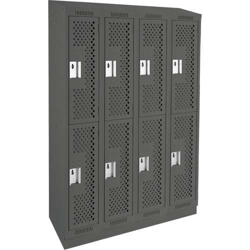 Casiers Clean Line, 2 niveaux, Bloc de 4, 48" x 15" x 82", Acier, Charbon, Rivet (assembl&eacute;), Perfor&eacute; Sécurité Médic
