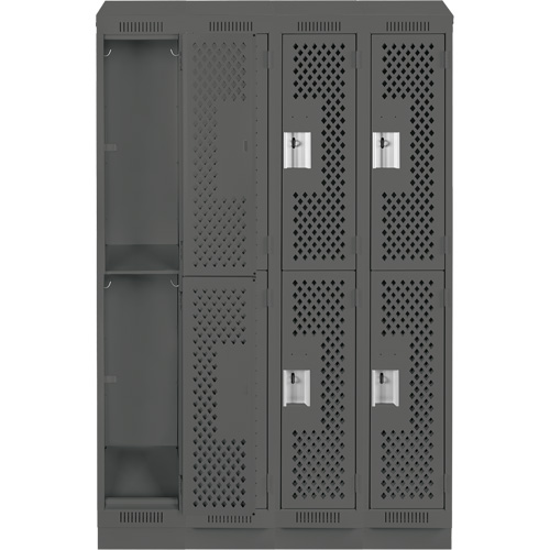 Casiers Clean Line, 2 niveaux, Bloc de 4, 48" x 15" x 82", Acier, Charbon, Rivet (assembl&eacute;), Perfor&eacute; Sécurité Médic