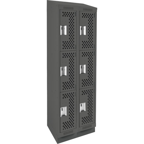Casiers Clean Line, 3 niveaux, Bloc de 2, 24" x 18" x 82", Acier, Charbon, Rivet (assembl&eacute;), Perfor&eacute; Sécurité Médic
