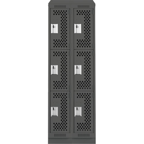Casiers Clean Line, 3 niveaux, Bloc de 2, 24" x 18" x 82", Acier, Charbon, Rivet (assembl&eacute;), Perfor&eacute; Sécurité Médic