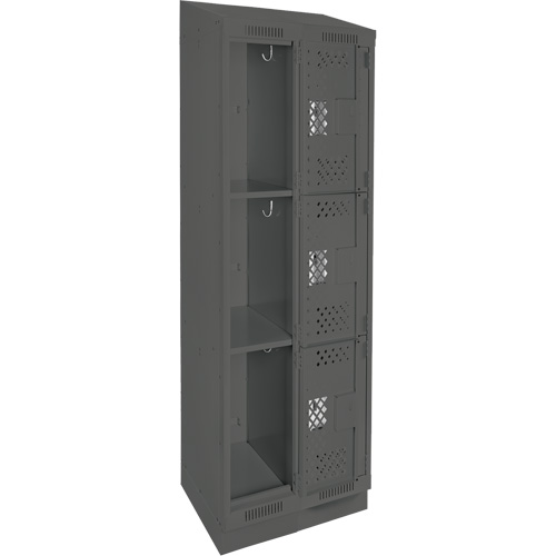 Casiers Clean Line, 3 niveaux, Bloc de 2, 24" x 18" x 82", Acier, Charbon, Rivet (assembl&eacute;), Perfor&eacute; Sécurité Médic