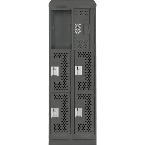Casiers Clean Line, 3 niveaux, Bloc de 2, 24" x 18" x 82", Acier, Charbon, Rivet (assembl&eacute;), Perfor&eacute; Sécurité Médic
