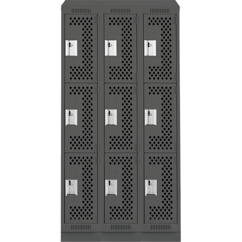 Casiers Clean Line, 3 niveaux, Bloc de 3, 36" x 18" x 82", Acier, Charbon, Rivet (assembl&eacute;), Perfor&eacute; Sécurité Médic