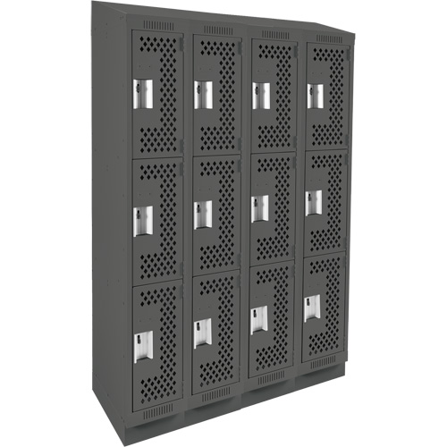 Casiers Clean Line, 3 niveaux, Bloc de 4, 48" x 18" x 82", Acier, Charbon, Rivet (assembl&eacute;), Perfor&eacute; Sécurité Médic