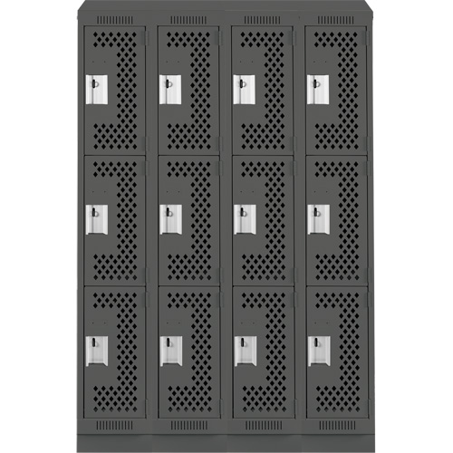 Casiers Clean Line, 3 niveaux, Bloc de 4, 48" x 18" x 82", Acier, Charbon, Rivet (assembl&eacute;), Perfor&eacute; Sécurité Médic