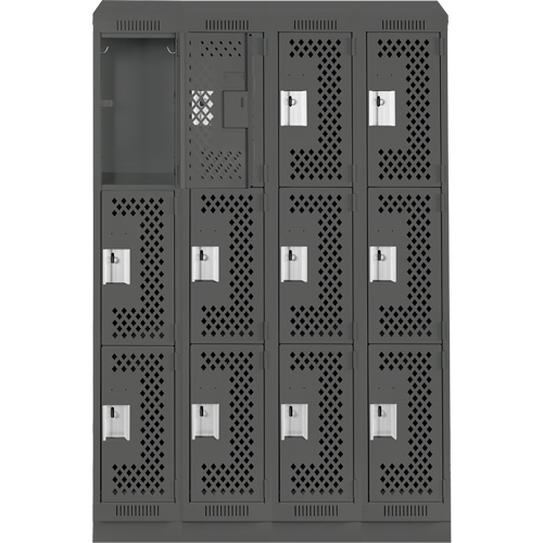 Casiers Clean Line, 3 niveaux, Bloc de 4, 48" x 18" x 82", Acier, Charbon, Rivet (assembl&eacute;), Perfor&eacute; Sécurité Médic