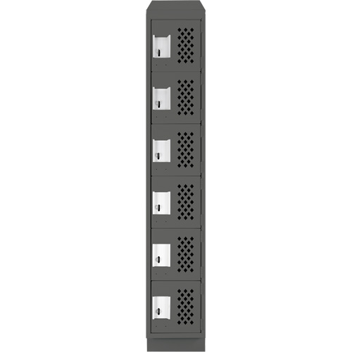 Assembled Lockerettes Clean Line Perforated Economy Lockers, 6 -tier, 18" x 72" x 12", Steel Sécurité Médic