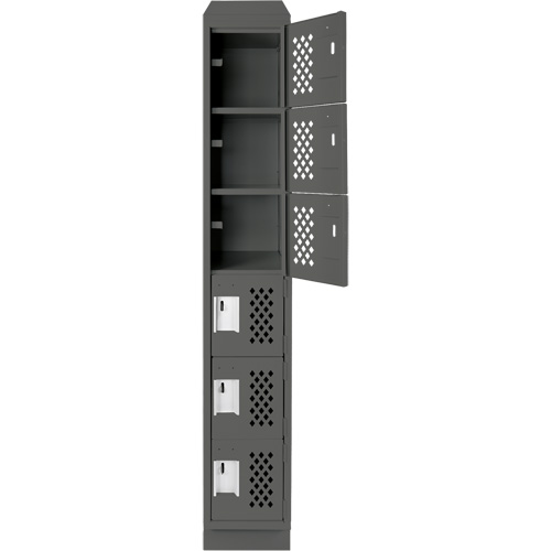 Assembled Lockerettes Clean Line Perforated Economy Lockers, 6 -tier, 18" x 72" x 12", Steel Sécurité Médic