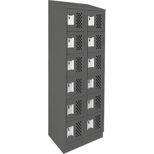 Assembled Lockerettes Clean Line Perforated Economy Lockers, 6 -tier, Bank of 2, 18" x 72" x 12", Steel Sécurité Médic