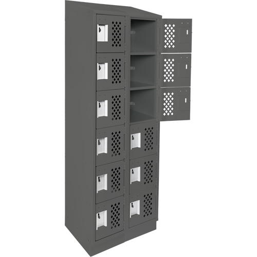 Assembled Lockerettes Clean Line Perforated Economy Lockers, 6 -tier, Bank of 2, 18" x 72" x 12", Steel Sécurité Médic