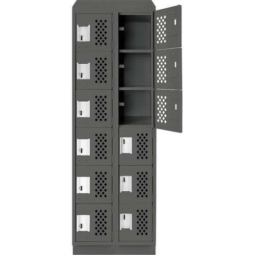 Assembled Lockerettes Clean Line Perforated Economy Lockers, 6 -tier, Bank of 2, 18" x 72" x 12", Steel Sécurité Médic