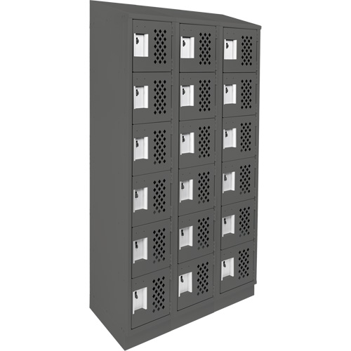 Assembled Lockerettes Clean Line Perforated Economy Lockers, 6 -tier, Bank of 3, 18" x 72" x 12", Steel Sécurité Médic