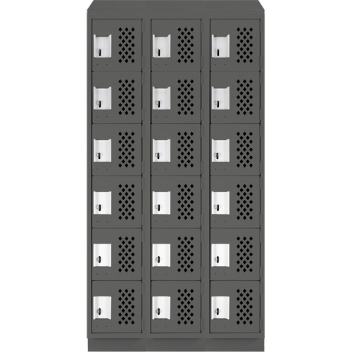 Assembled Lockerettes Clean Line Perforated Economy Lockers, 6 -tier, Bank of 3, 18" x 72" x 12", Steel Sécurité Médic