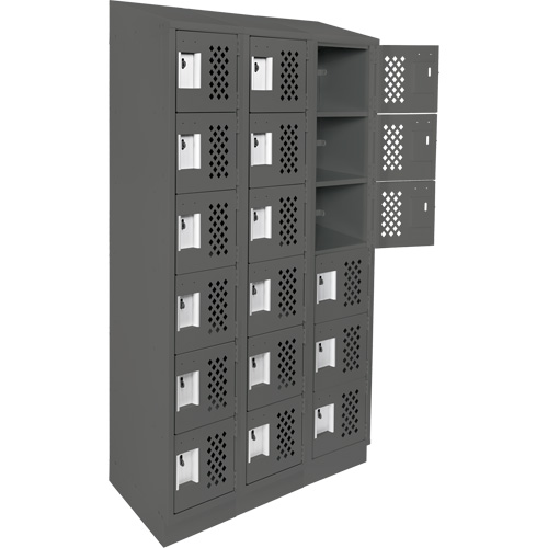 Assembled Lockerettes Clean Line Perforated Economy Lockers, 6 -tier, Bank of 3, 18" x 72" x 12", Steel Sécurité Médic