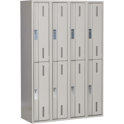 Concorde Heavy-Duty Lockers, 2 -tier, Bank of 4, 48" x 18" x 72", Steel, Grey, Welded (Assembled) Sécurité Médic
