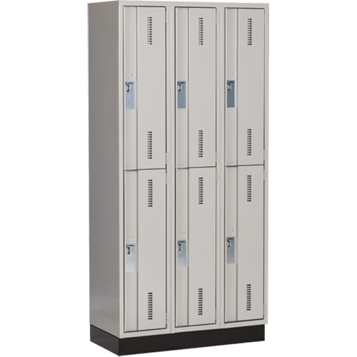 Concorde Heavy-Duty Lockers, 2 -tier, Bank of 3, 36" x 18" x 76", Steel, Grey, Welded (Assembled) Sécurité Médic