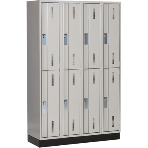 Concorde Heavy-Duty Lockers, 2 -tier, Bank of 4, 48" x 18" x 76", Steel, Grey, Welded (Assembled) Sécurité Médic
