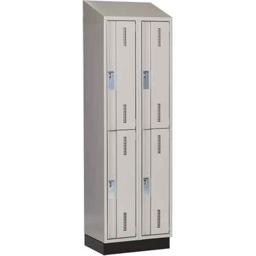 Concorde Heavy-Duty Lockers, 2 -tier, Bank of 2, 24" x 18" x 82", Steel, Grey, Welded (Assembled) Sécurité Médic