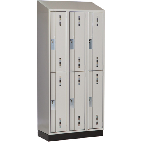 Concorde Heavy-Duty Lockers, 2 -tier, Bank of 3, 36" x 18" x 82", Steel, Grey, Welded (Assembled) Sécurité Médic