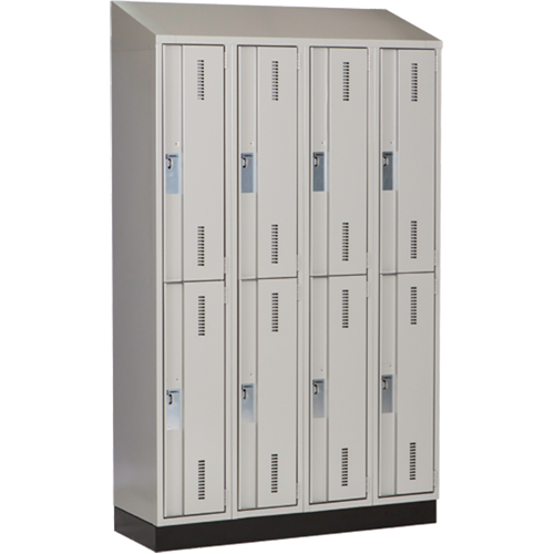 Concorde Heavy-Duty Lockers, 2 -tier, Bank of 4, 48" x 18" x 82", Steel, Grey, Welded (Assembled) Sécurité Médic