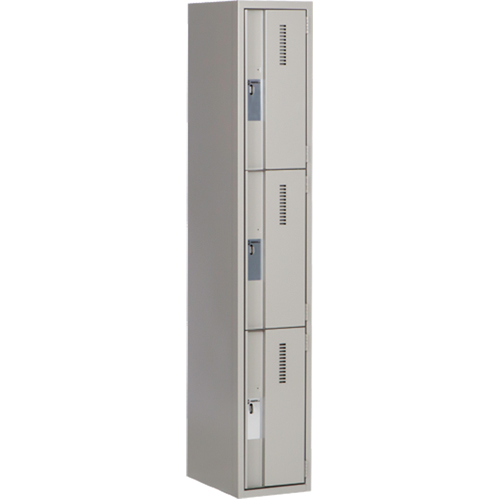 Concorde Heavy-Duty Lockers, 3 -tier, 12" x 18" x 72", Steel, Grey, Welded (Assembled) Sécurité Médic