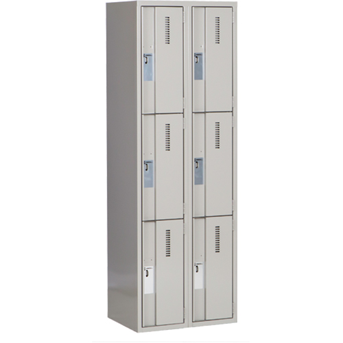 Concorde Heavy-Duty Lockers, 3 -tier, Bank of 2, 24" x 18" x 72", Steel, Grey, Welded (Assembled) Sécurité Médic