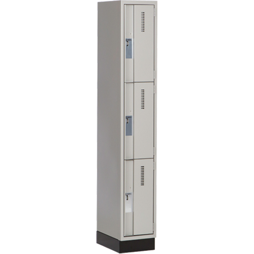 Concorde Heavy-Duty Lockers, 3 -tier, 12" x 18" x 76", Steel, Grey, Welded (Assembled) Sécurité Médic
