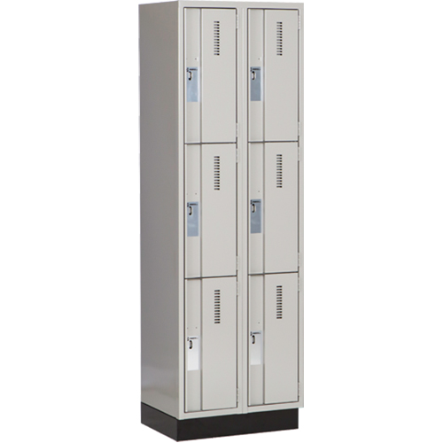 Concorde Heavy-Duty Lockers, 3 -tier, Bank of 2, 24" x 18" x 76", Steel, Grey, Welded (Assembled) Sécurité Médic