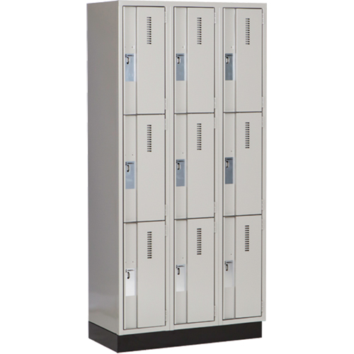 Concorde Heavy-Duty Lockers, 3 -tier, Bank of 3, 36" x 18" x 76", Steel, Grey, Welded (Assembled) Sécurité Médic