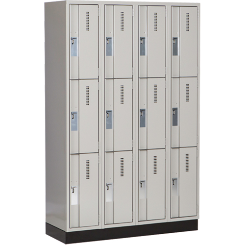 Concorde Heavy-Duty Lockers, 3 -tier, Bank of 4, 48" x 18" x 76", Steel, Grey, Welded (Assembled) Sécurité Médic