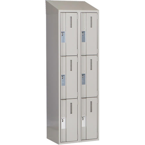 Concorde Heavy-Duty Lockers, 3 -tier, Bank of 2, 24" x 18" x 78", Steel, Grey, Welded (Assembled) Sécurité Médic