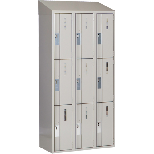 Concorde Heavy-Duty Lockers, 3 -tier, Bank of 3, 36" x 18" x 78", Steel, Grey, Welded (Assembled) Sécurité Médic