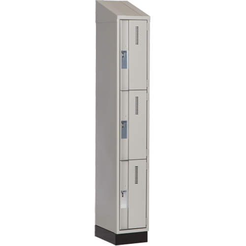 Concorde Heavy-Duty Lockers, 3 -tier, 12" x 18" x 82", Steel, Grey, Welded (Assembled) Sécurité Médic