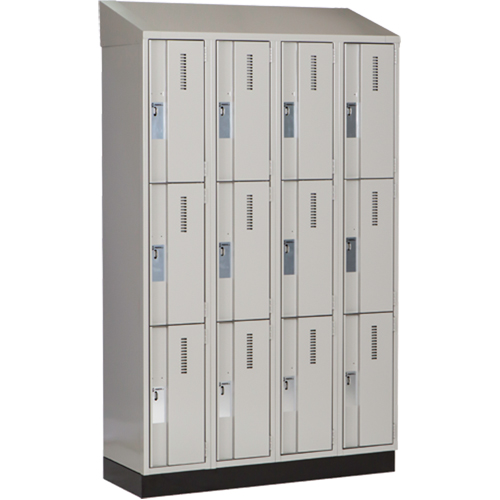 Concorde Heavy-Duty Lockers, 3 -tier, Bank of 4, 48" x 18" x 82", Steel, Grey, Welded (Assembled) Sécurité Médic