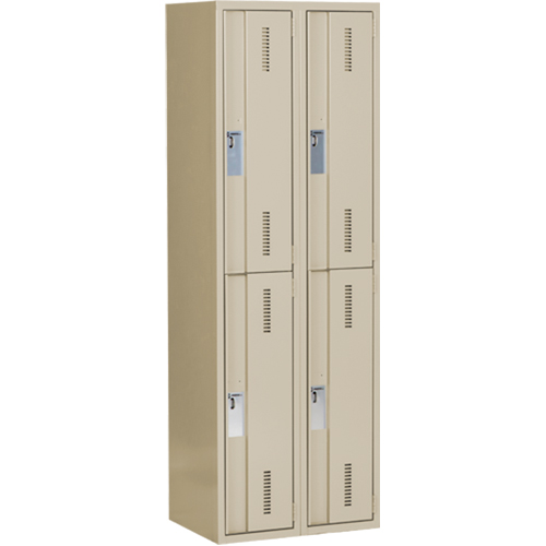 Concorde Heavy-Duty Lockers, 2 -tier, Bank of 2, 24" x 18" x 72", Steel, Beige, Welded (Assembled) Sécurité Médic