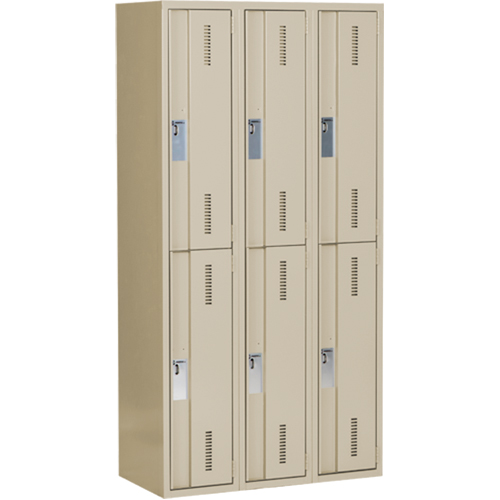 Casiers robustes Concorde, 2 niveaux, Bloc de 3, 36" x 18" x 72", Acier, Beige, Soud&eacute; (assembl&eacute;) Sécurité Médic