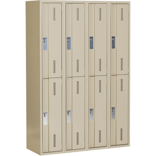 Casiers robustes Concorde, 2 niveaux, Bloc de 4, 48" x 18" x 72", Acier, Beige, Soud&eacute; (assembl&eacute;) Sécurité Médic