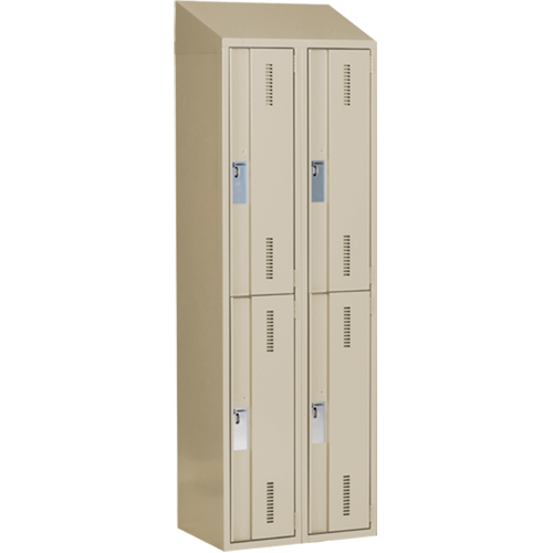 Concorde Heavy-Duty Lockers, 2 -tier, Bank of 2, 24" x 18" x 78", Steel, Beige, Welded (Assembled) Sécurité Médic