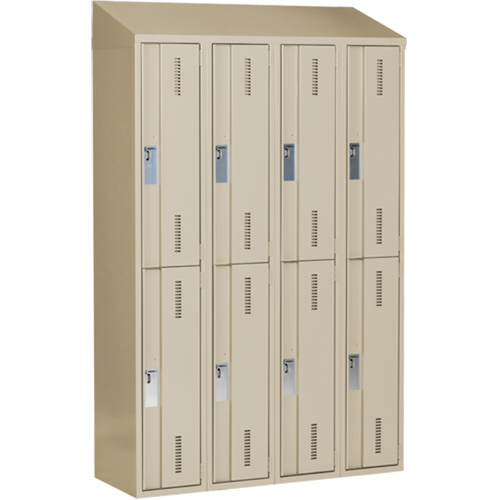 Concorde Heavy-Duty Lockers, 2 -tier, Bank of 4, 48" x 18" x 78", Steel, Beige, Welded (Assembled) Sécurité Médic