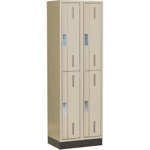 Concorde Heavy-Duty Lockers, 2 -tier, Bank of 2, 24" x 18" x 76", Steel, Beige, Welded (Assembled) Sécurité Médic