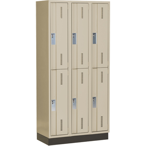 Concorde Heavy-Duty Lockers, 2 -tier, Bank of 3, 36" x 18" x 76", Steel, Beige, Welded (Assembled) Sécurité Médic