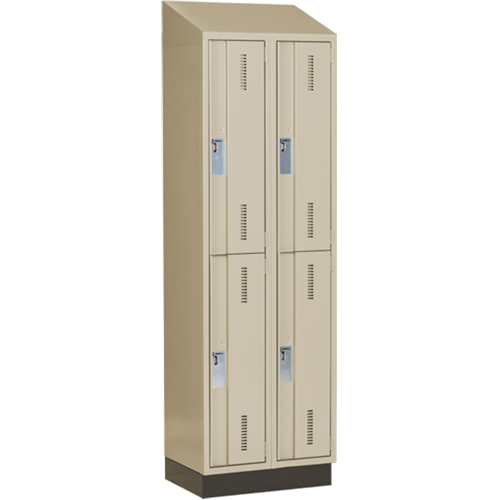 Casiers robustes Concorde, 2 niveaux, Bloc de 2, 24" x 18" x 82", Acier, Beige, Soud&eacute; (assembl&eacute;) Sécurité Médic