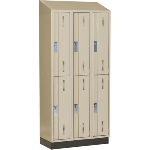 Concorde Heavy-Duty Lockers, 2 -tier, Bank of 3, 36" x 18" x 82", Steel, Beige, Welded (Assembled) Sécurité Médic